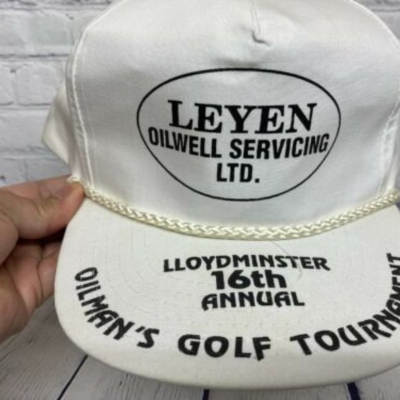 Vintage Hat Cap White LEYEN Oilwell Servicing Oilman's Golf Tournament Rope - Picture 5 of 8